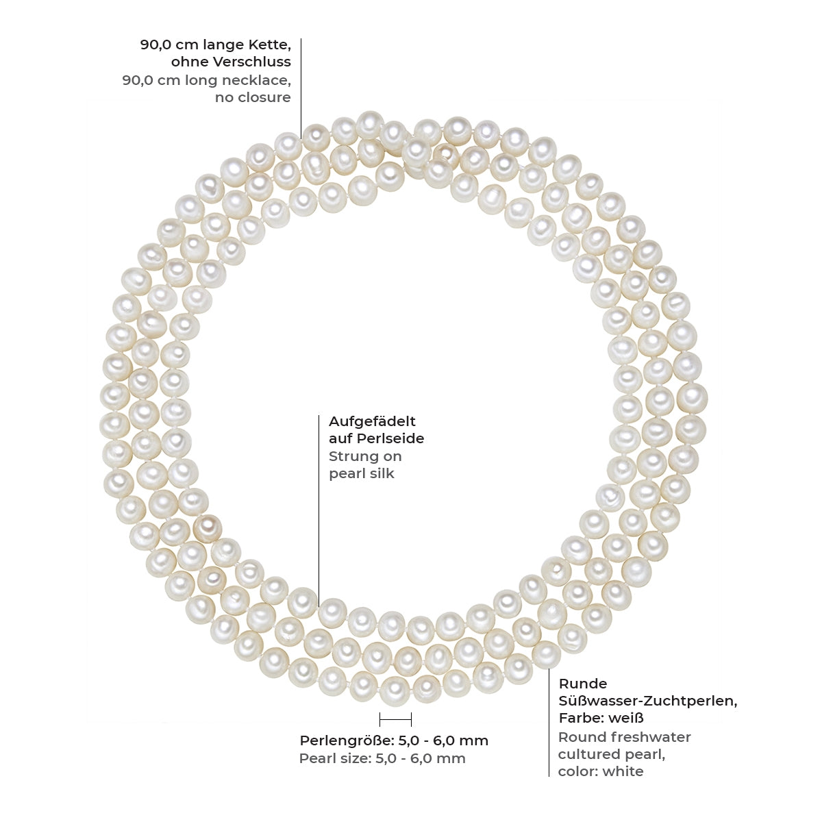 Kette Süßwasser-Zuchtperle weiß