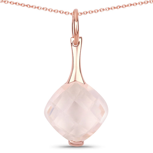 Kette mit Anhänger Sterling Silber rosévergoldet Rosenquarz