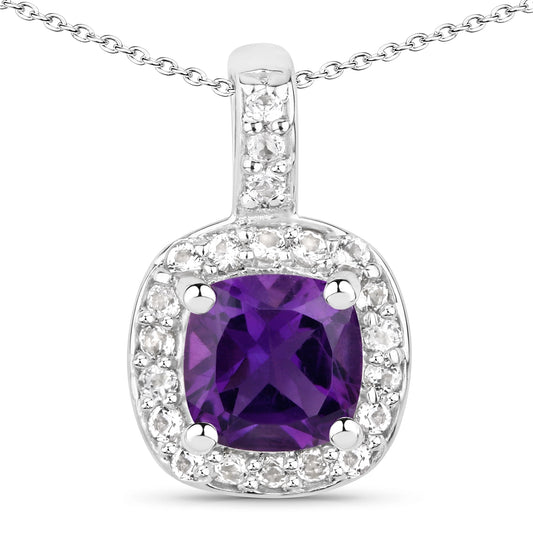 Kette mit Anhänger Sterling Silber Amethyst Topas weiß