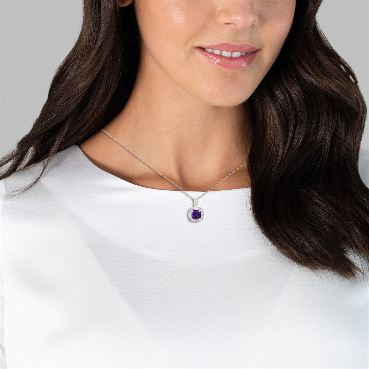 Kette mit Anhänger Sterling Silber Amethyst Topas weiß