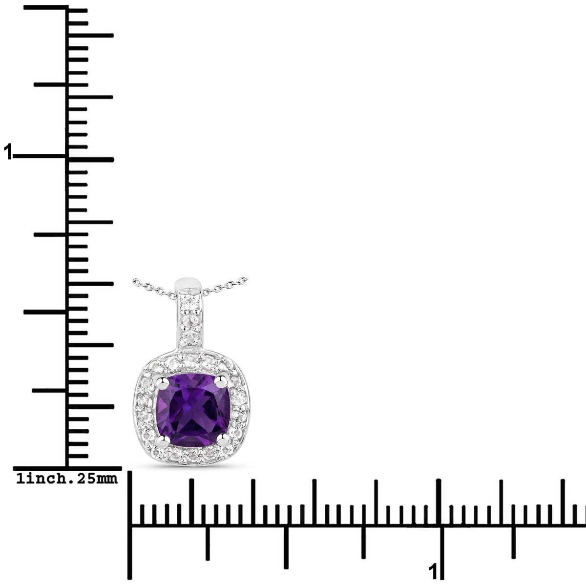 Kette mit Anhänger Sterling Silber Amethyst Topas weiß