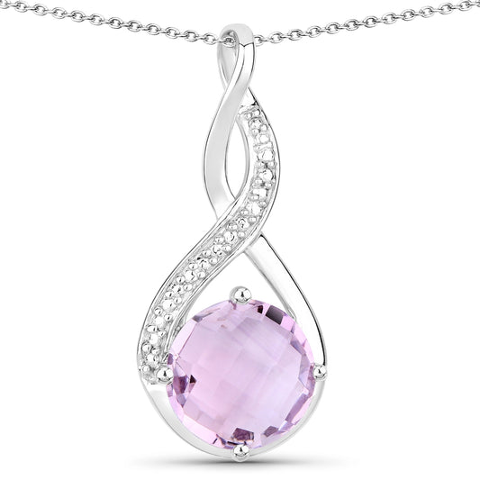 Kette mit Anhänger Sterling Silber Amethyst rosa