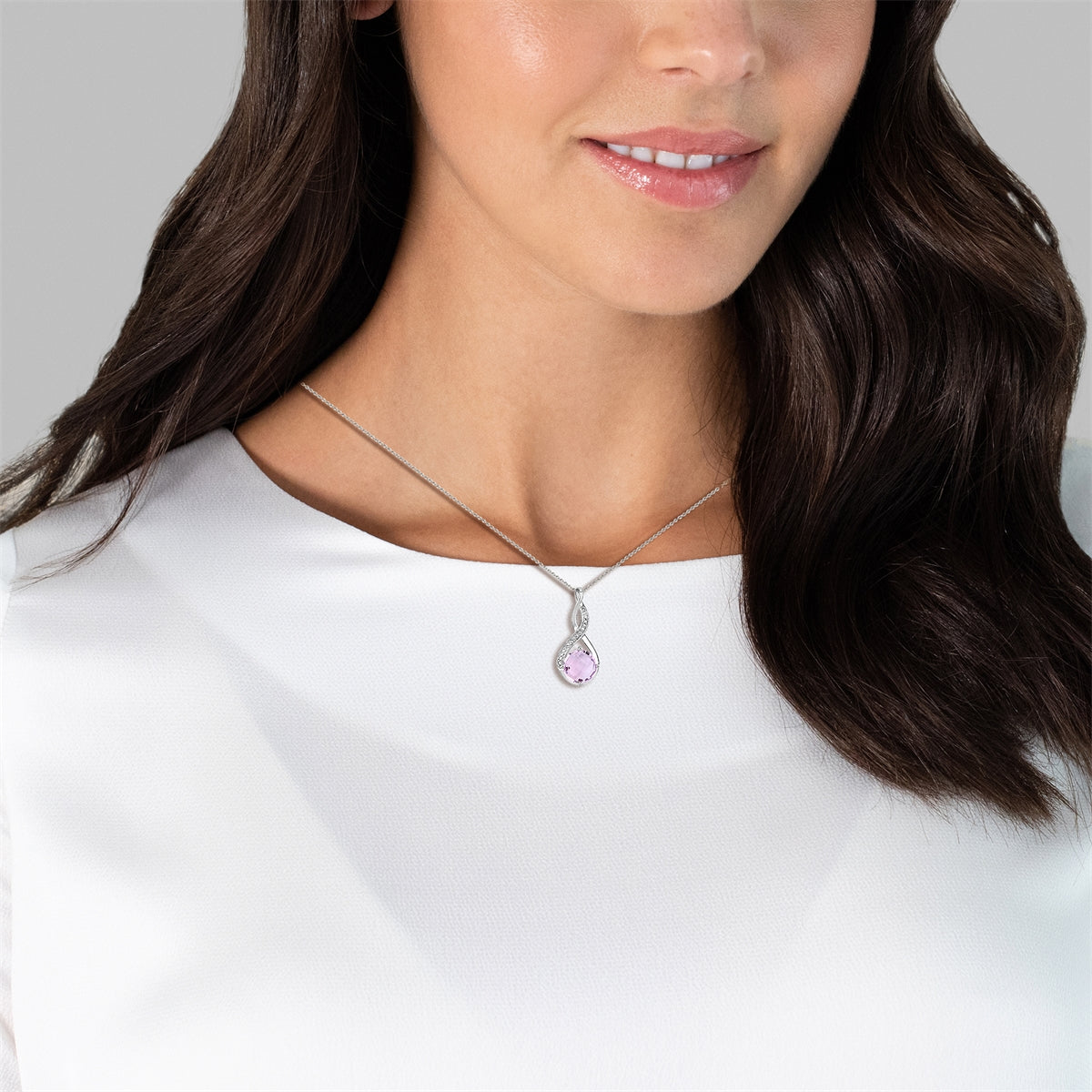 Kette mit Anhänger Sterling Silber Amethyst rosa