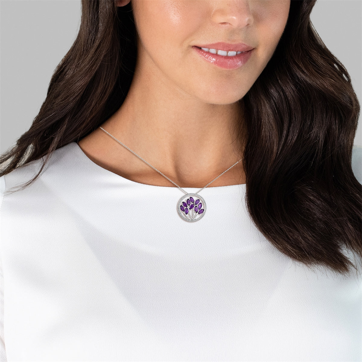 Kette mit Anhänger Sterling Silber Amethyst