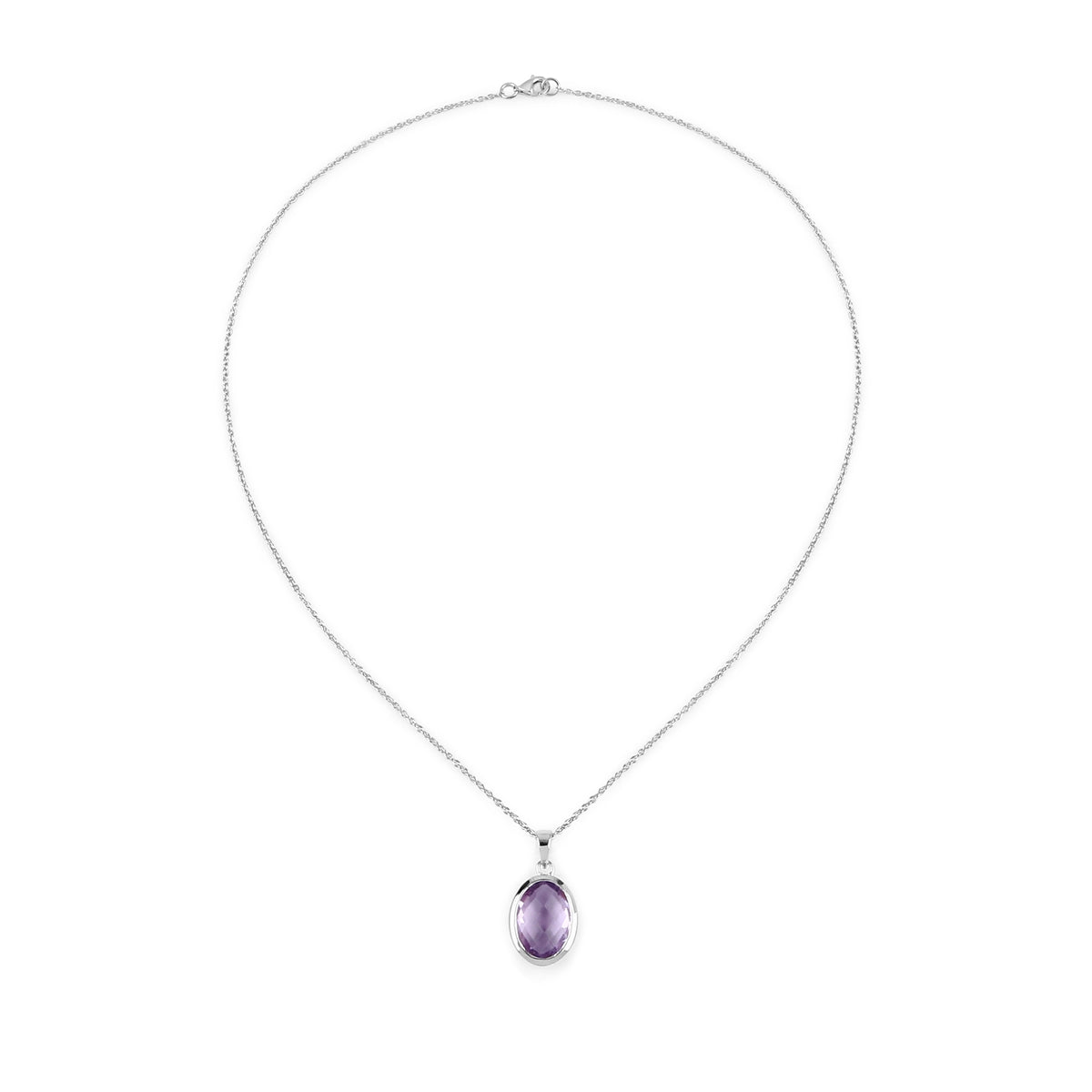 Kette mit Anhänger Sterling Silber Amethyst rosa