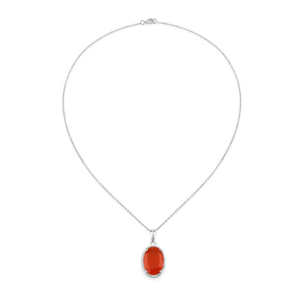 Kette mit Anhänger Sterling Silber Karneol orange-rot Topas weiß