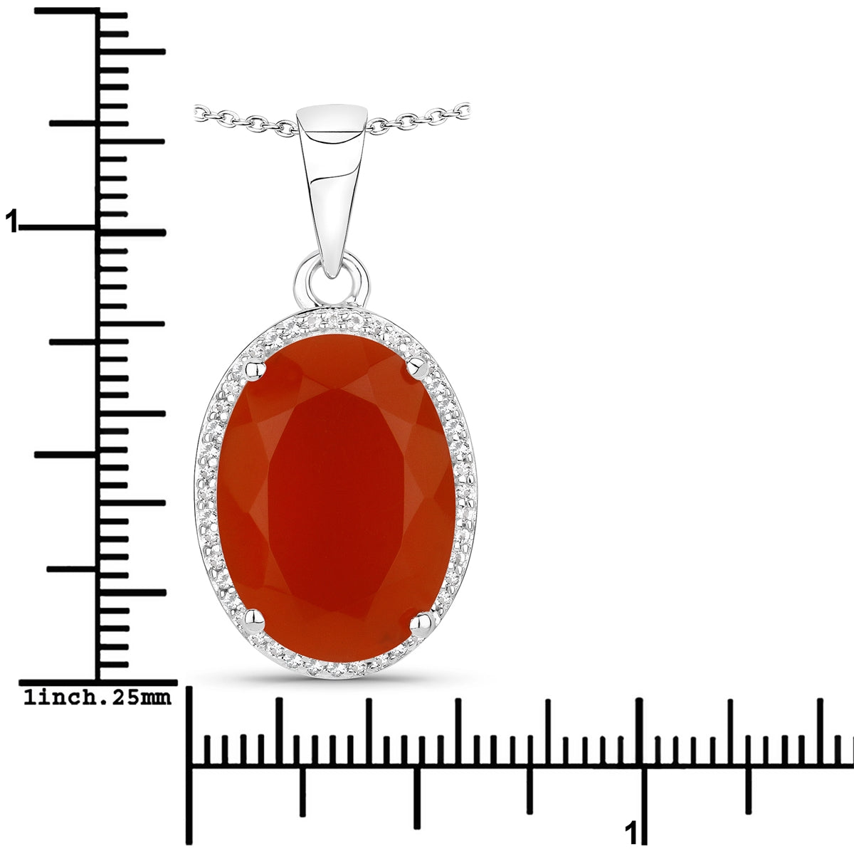 Kette mit Anhänger Sterling Silber Karneol orange-rot Topas weiß