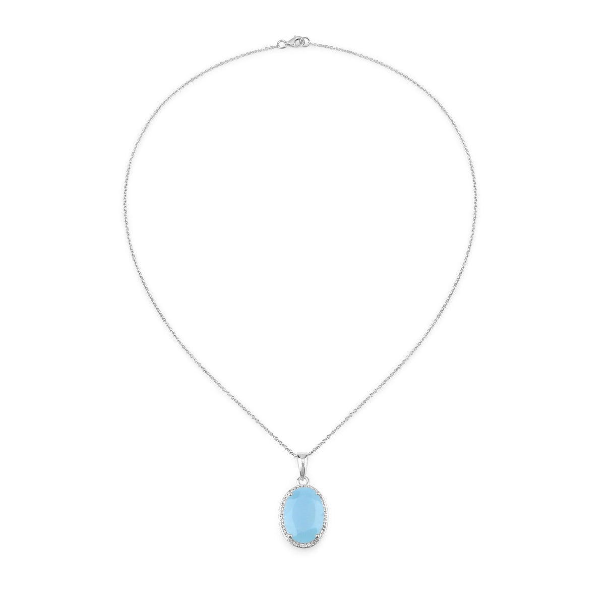 Kette mit Anhänger Sterling Silber Chalcedon blau Topas weiß