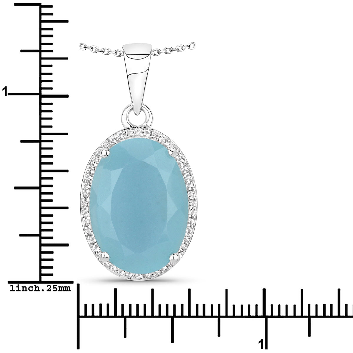 Kette mit Anhänger Sterling Silber Chalcedon blau Topas weiß