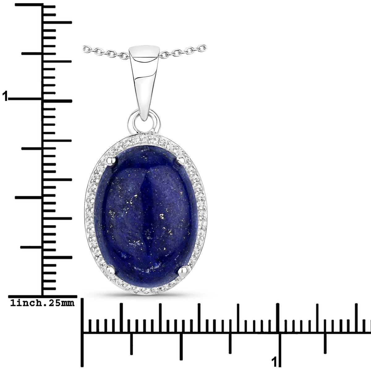 Kette mit Anhänger Sterling Silber Lapislazuli Topas weiß