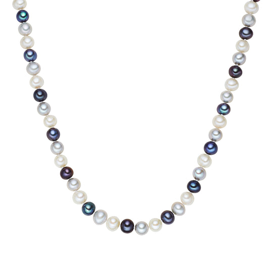 Kette Sterling Silber Süßwasser-Zuchtperle multicolor