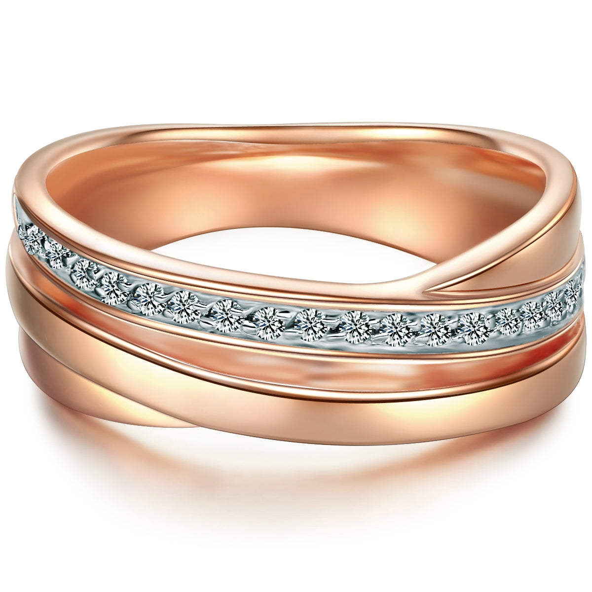 Ring Sterling Silber roségold Zirkonia weiß