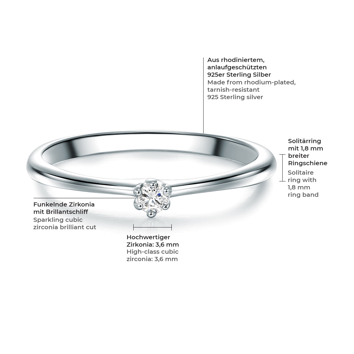 Ring Sterling Silber Zirkonia weiß