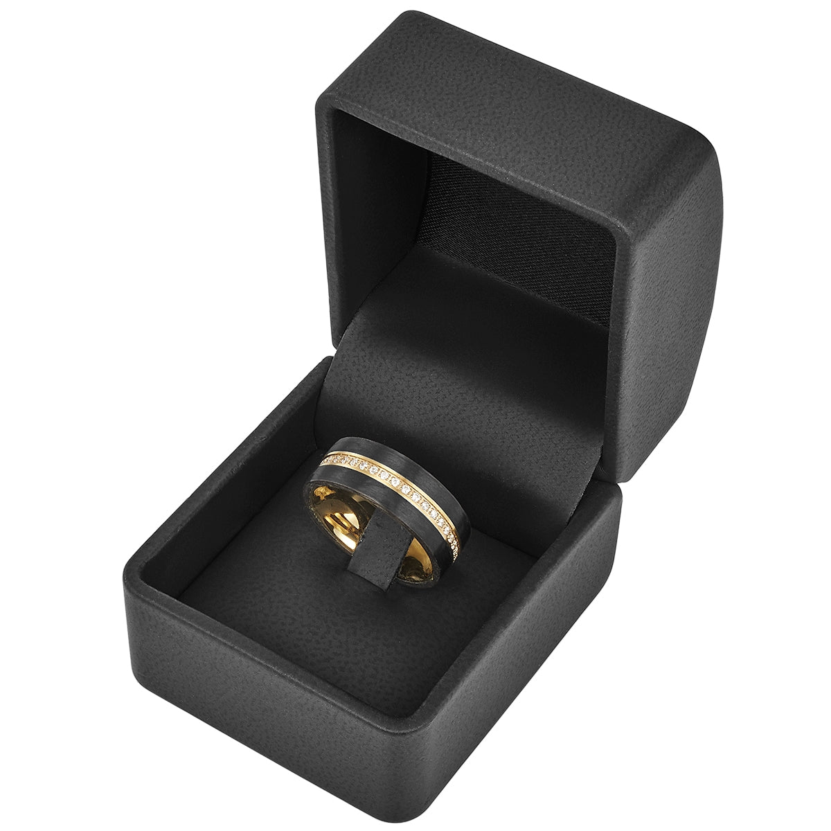 Ring Edelstahl gelbgold Zirkonia weiß