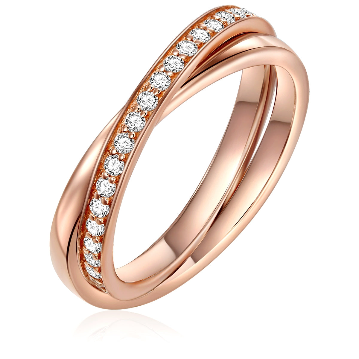 Ring Sterling Silber roségold Zirkonia weiß