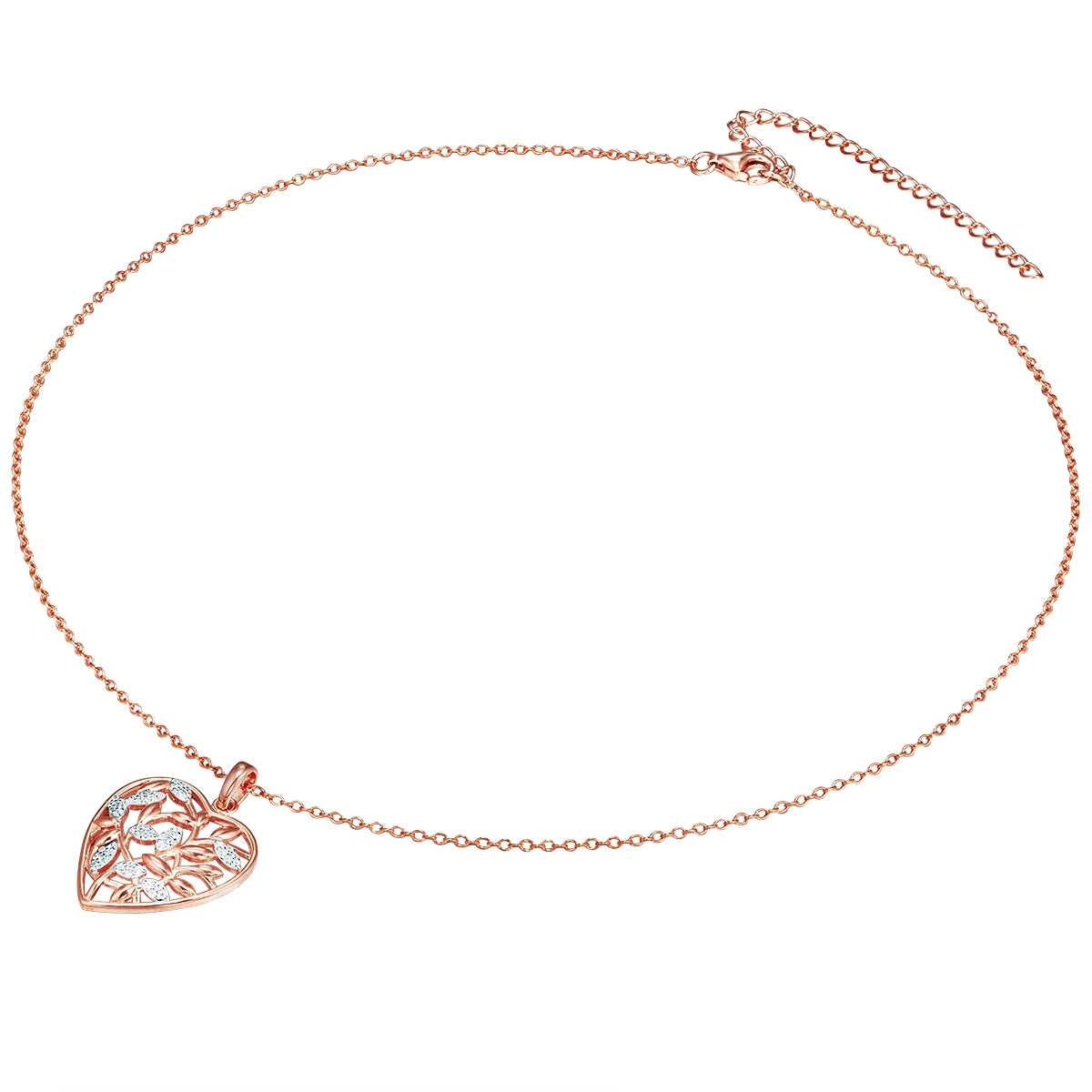 Kette mit Anhänger Sterling Silber roségold Zirkonia weiß