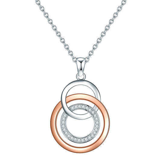 Kette mit Anhänger Sterling Silber bi-Color Zirkonia weiß