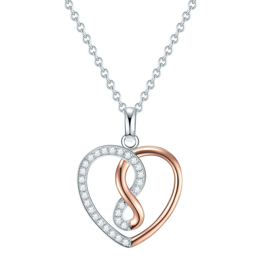 Kette mit Anhänger Sterling Silber bi-Color Zirkonia weiß