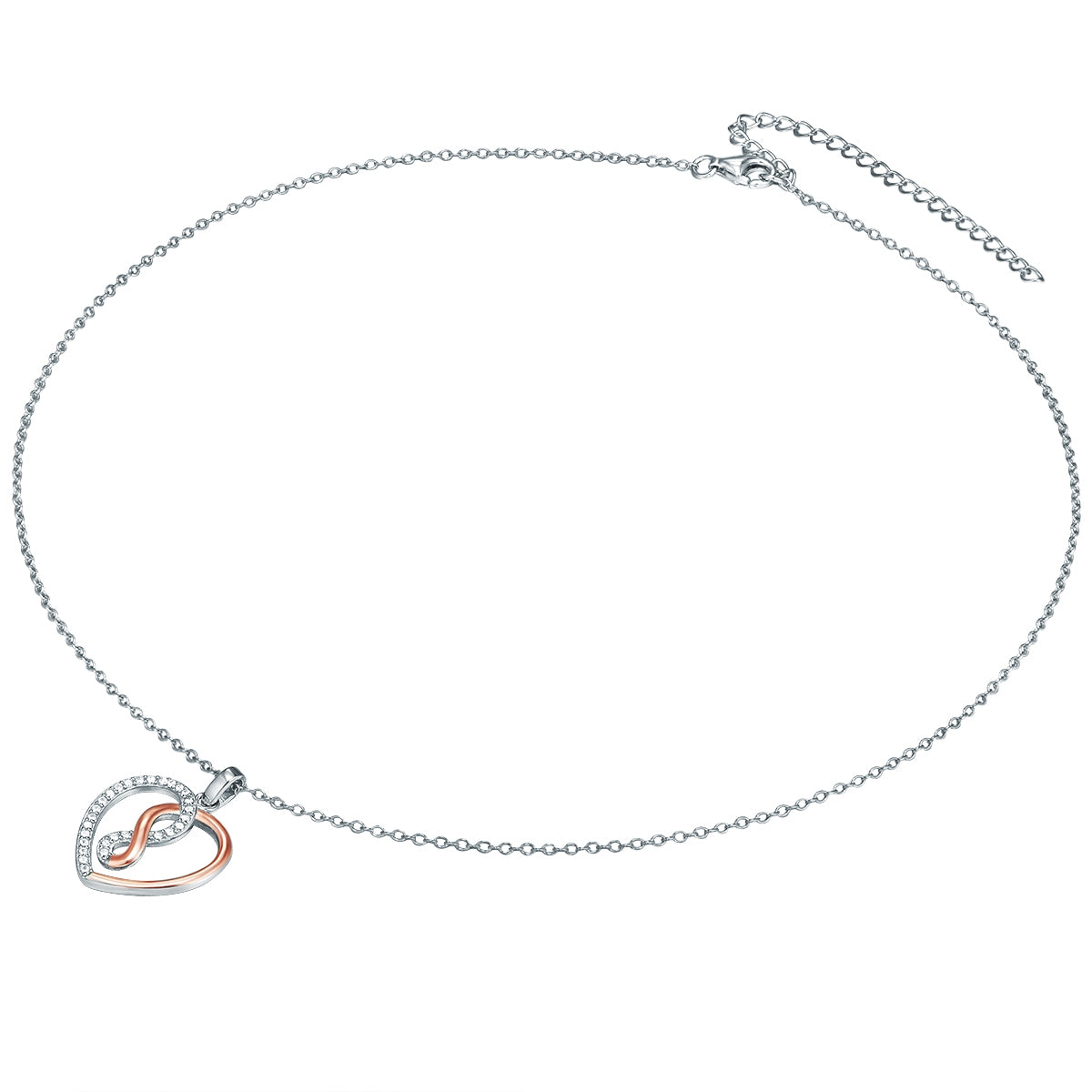 Kette mit Anhänger Sterling Silber bi-Color Zirkonia weiß