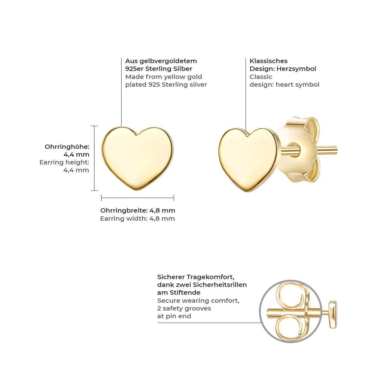 Ohrstecker Sterling Silber gelbgold