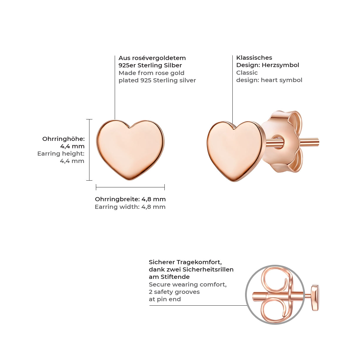 Ohrstecker Sterling Silber roségold