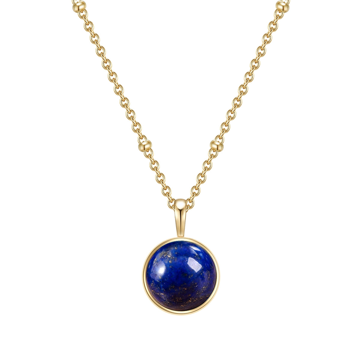 Kette mit Anhänger Sterling Silber gelbgold Lapislazuli (synth.)