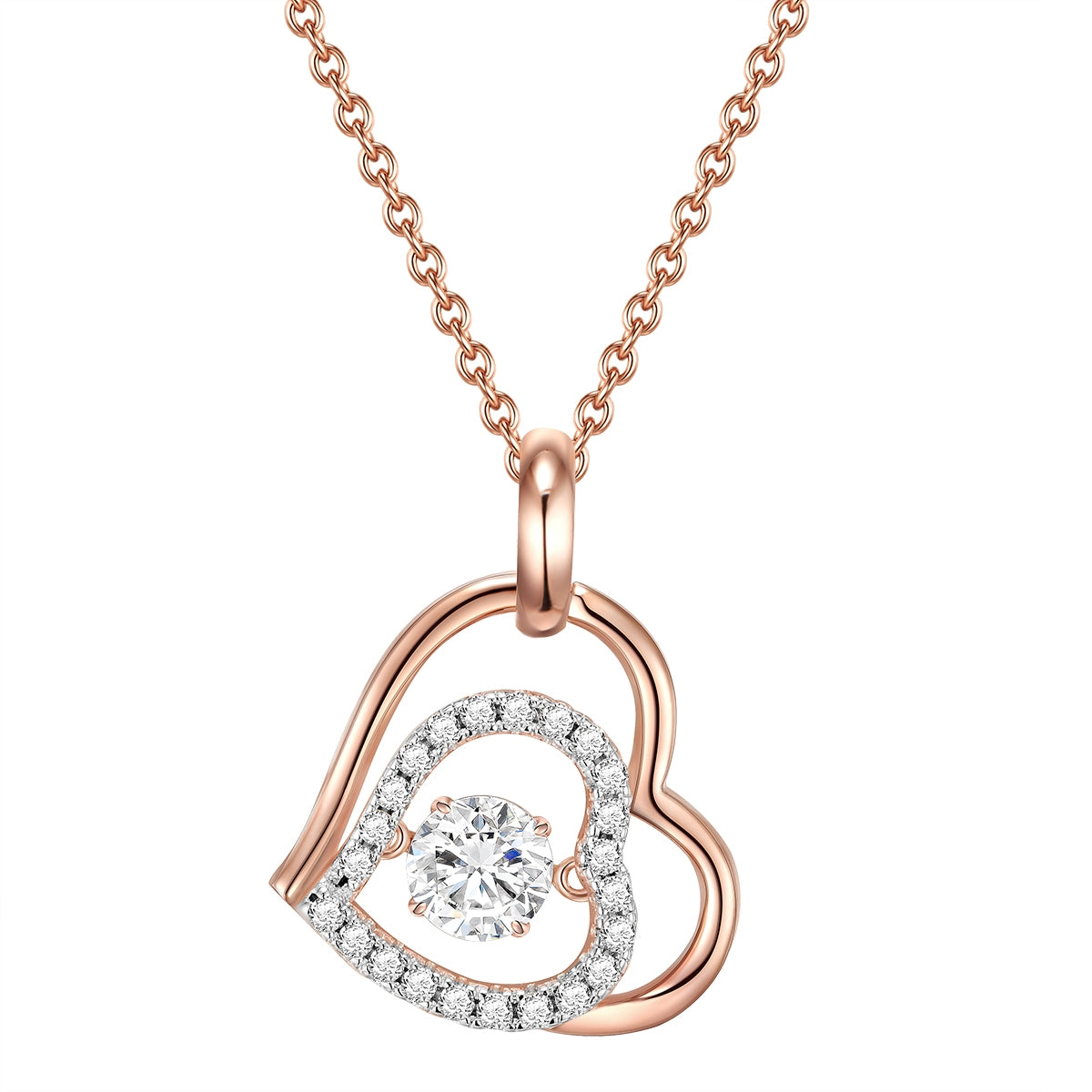 Kette mit Anhänger Sterling Silber roségold Zirkonia weiß