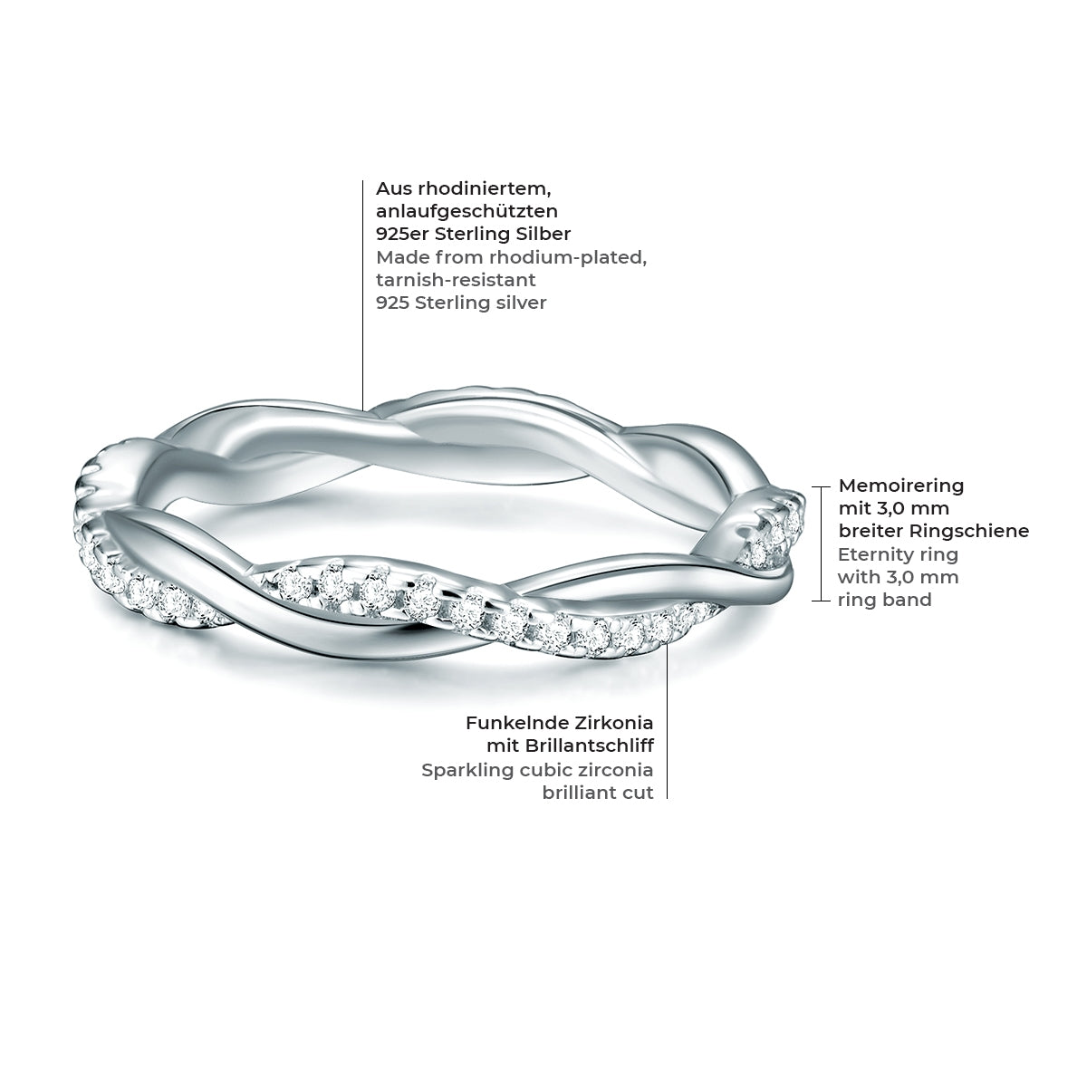 Ring Sterling Silber Zirkonia weiß