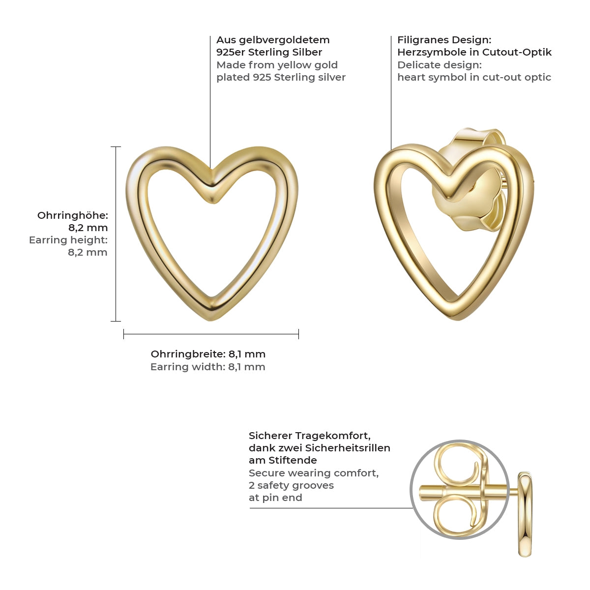 Ohrstecker Sterling Silber gelbgold