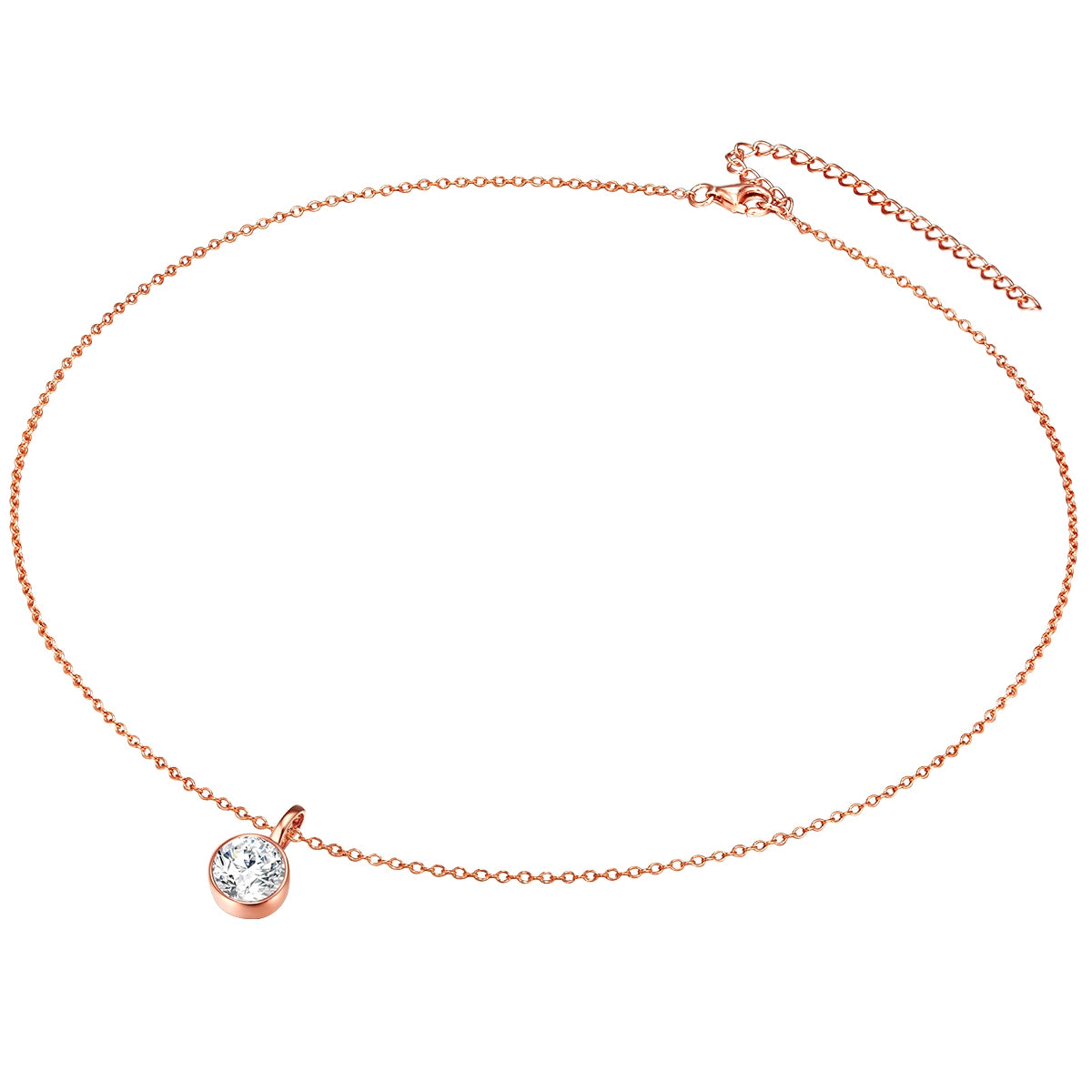 Set (Kette+Ohrstecker) Sterling Silber roségold verziert mit Kristallen von Swarovski® weiß