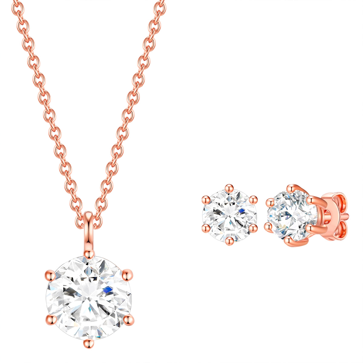 Set (Kette+Ohrstecker) 
 Sterling Silber roségold verziert mit Kristallen von Swarovski® weiß