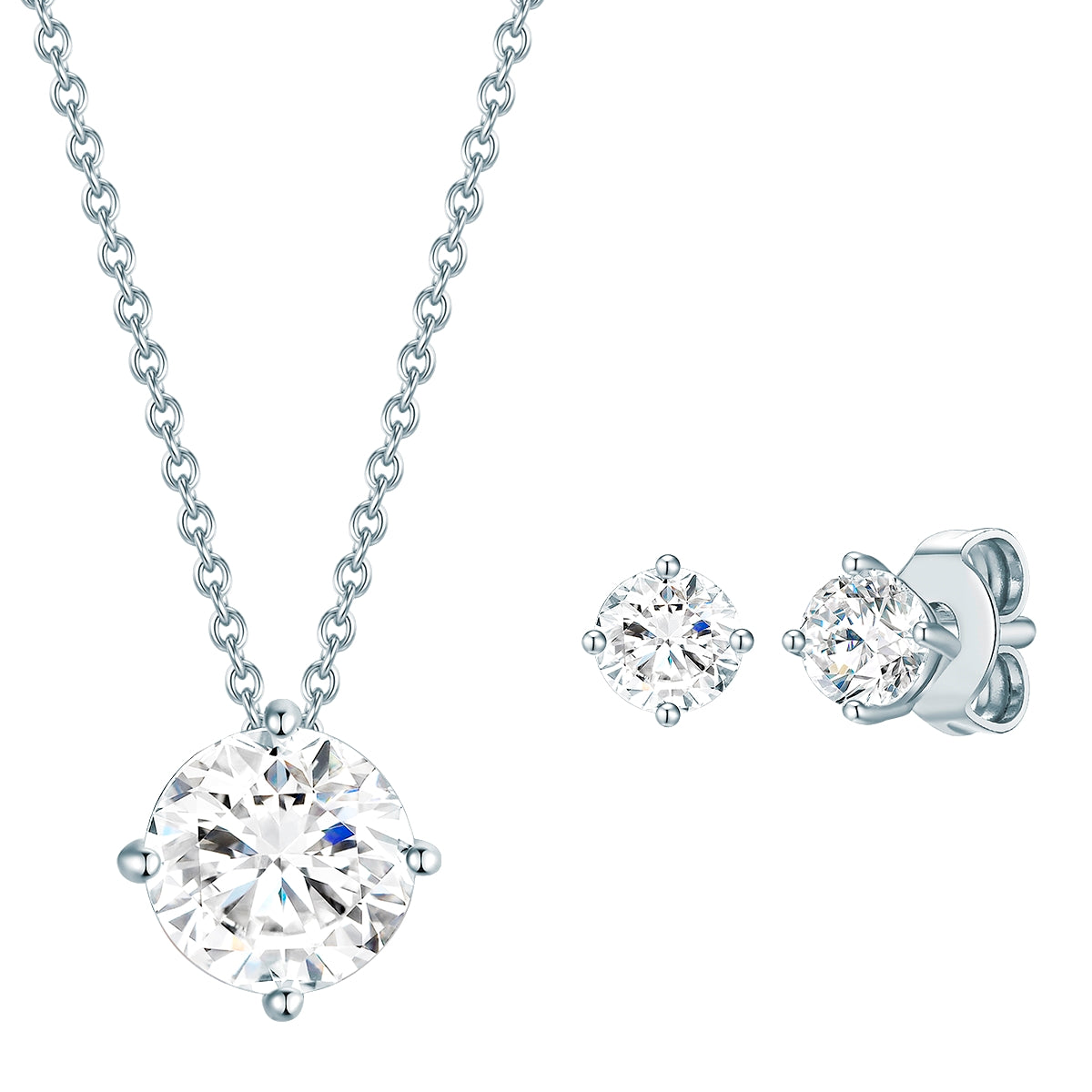 Set (Kette+Ohrstecker) 
 Sterling Silber verziert mit Kristallen von Swarovski® weiß