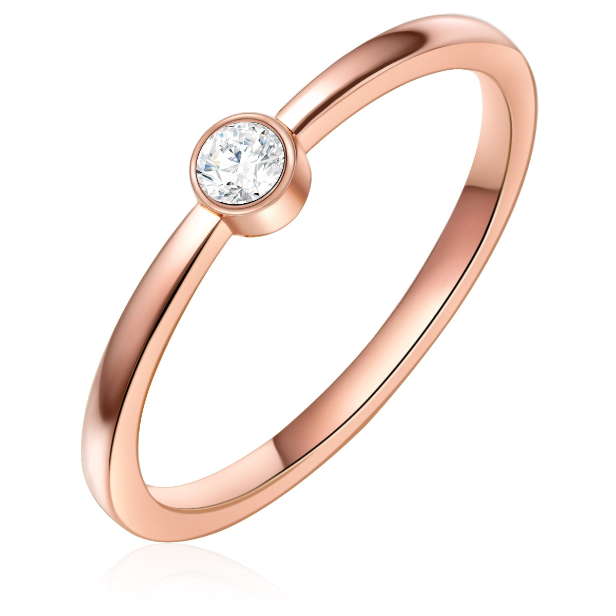 Ring Edelstahl roségold  Zirkonia weiß