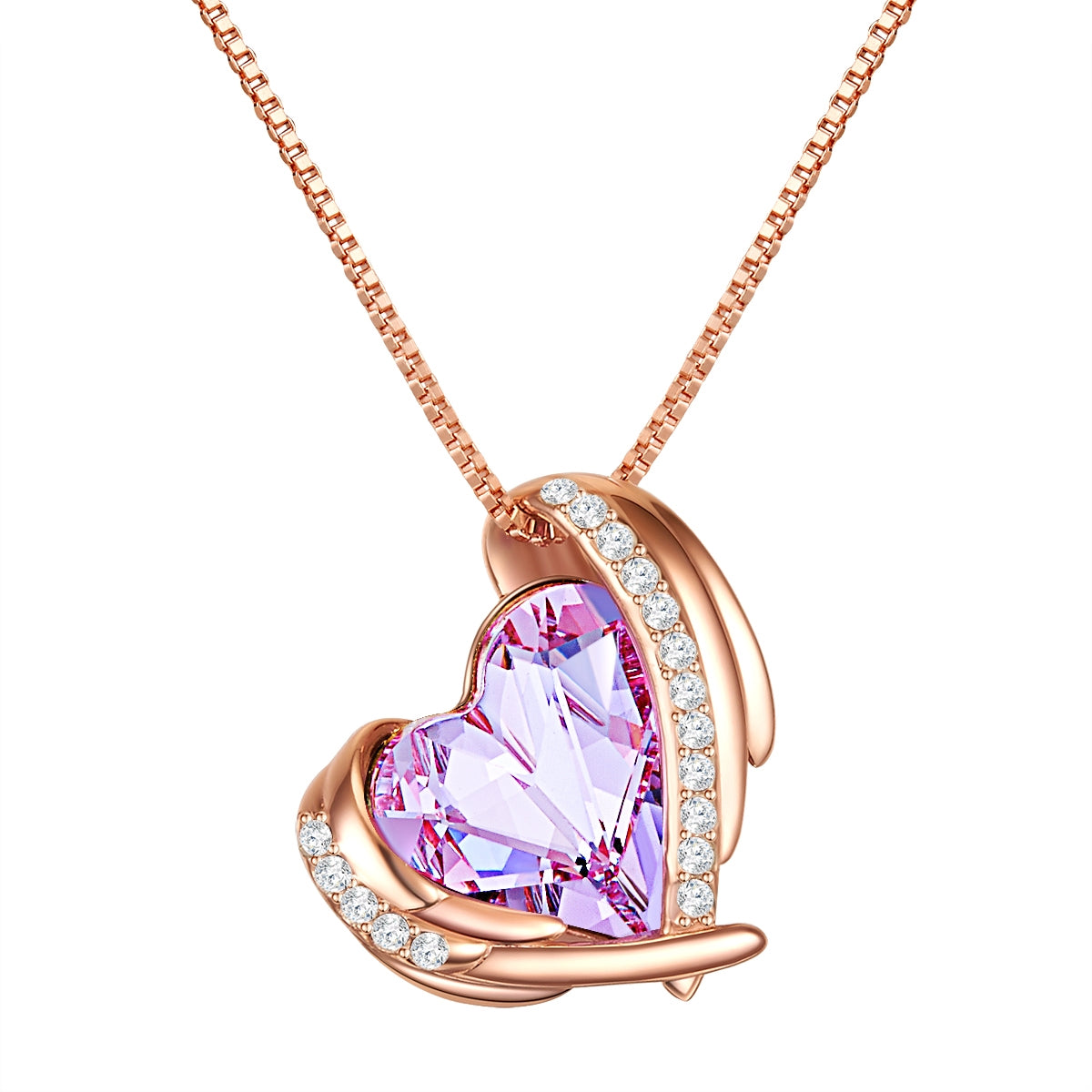 Kette mit Anhänger Sterling Silber roségold verziert mit Kristallen von Swarovski® Violet weiß