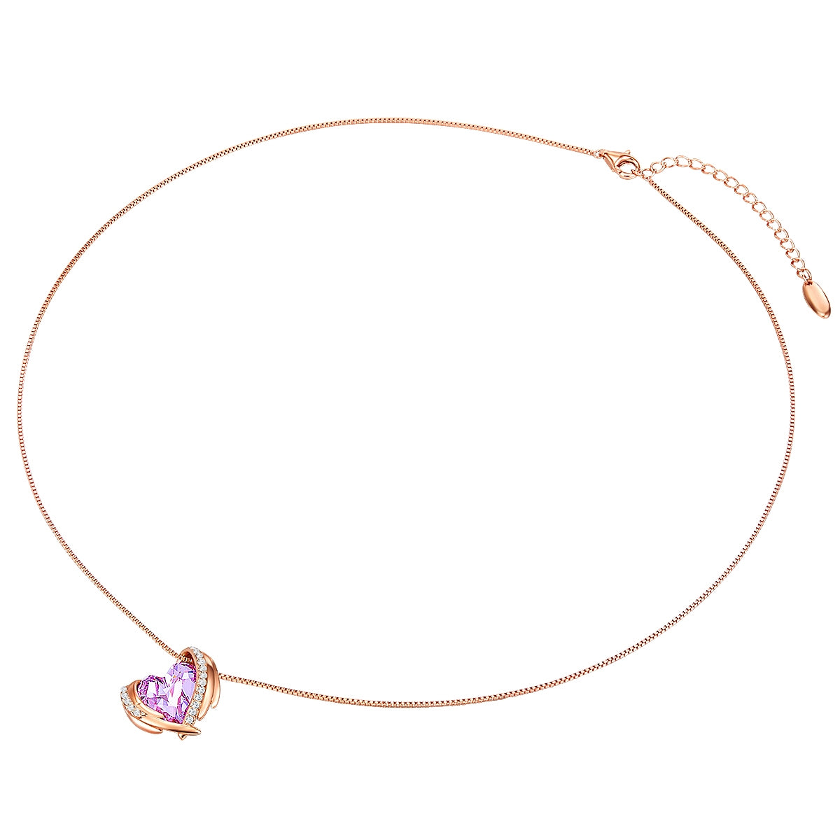 Kette mit Anhänger Sterling Silber roségold verziert mit Kristallen von Swarovski® Violet weiß