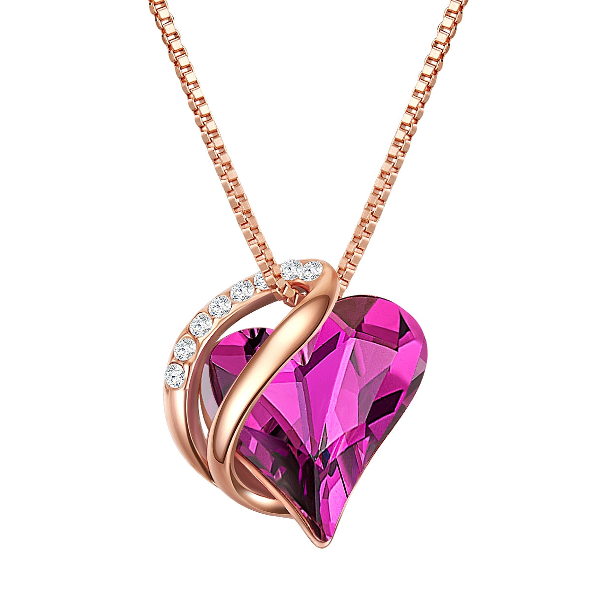 Kette mit Anhänger Sterling Silber roségold verziert mit Kristallen von Swarovski® amethyst weiß