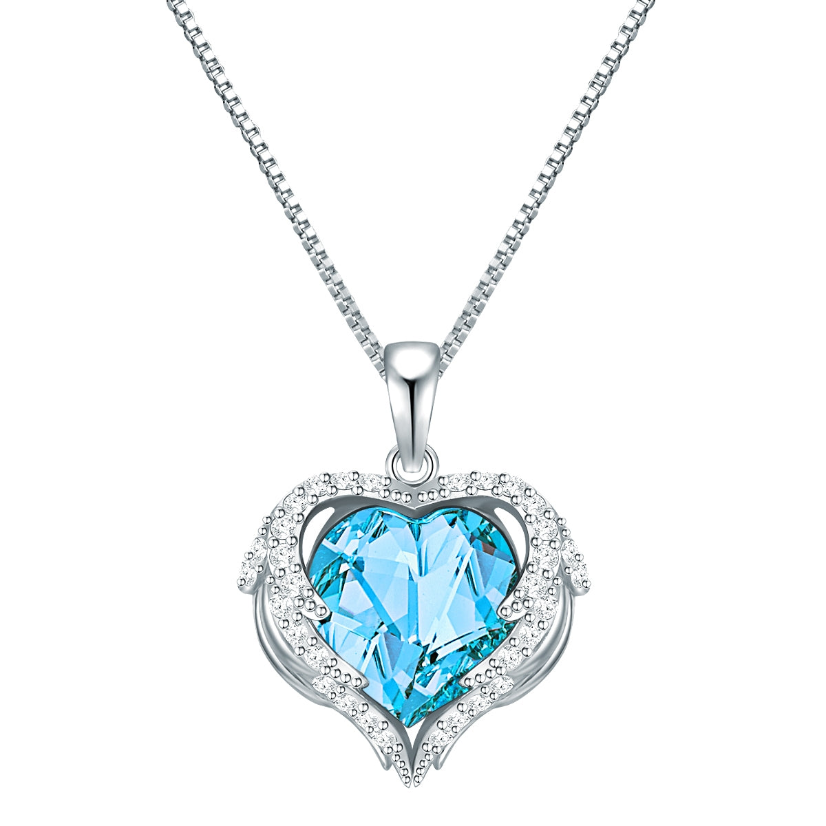 Kette mit Anhänger Sterling Silber verziert mit Kristallen von Swarovski® aquamarin weiß