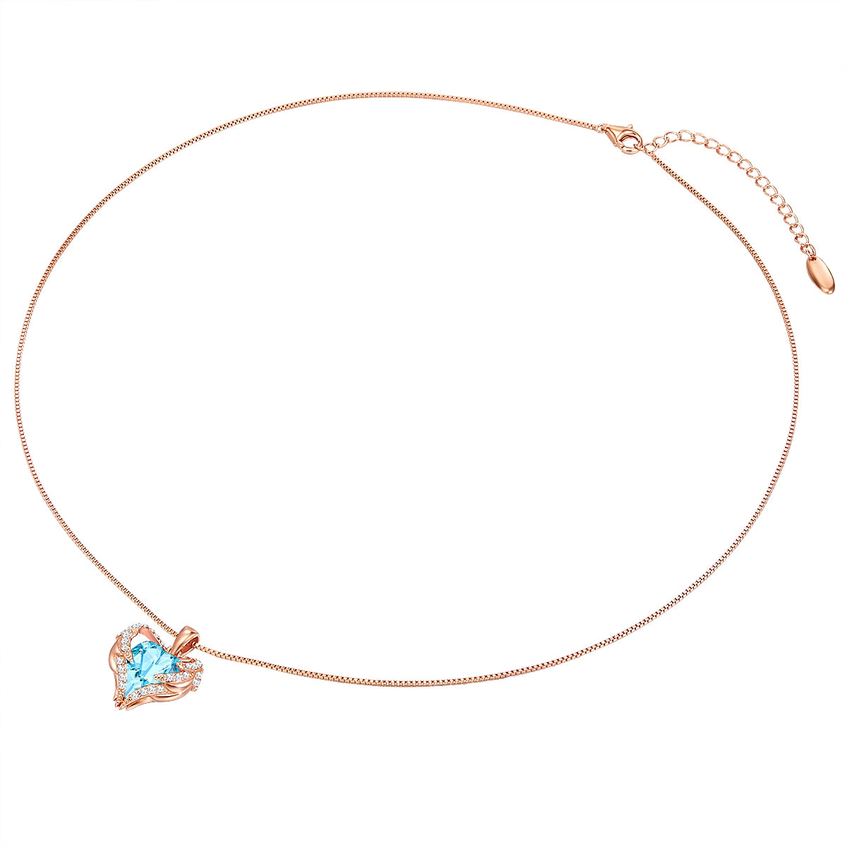 Kette mit Anhänger Sterling Silber roségold verziert mit Kristallen von Swarovski® aquamarin weiß