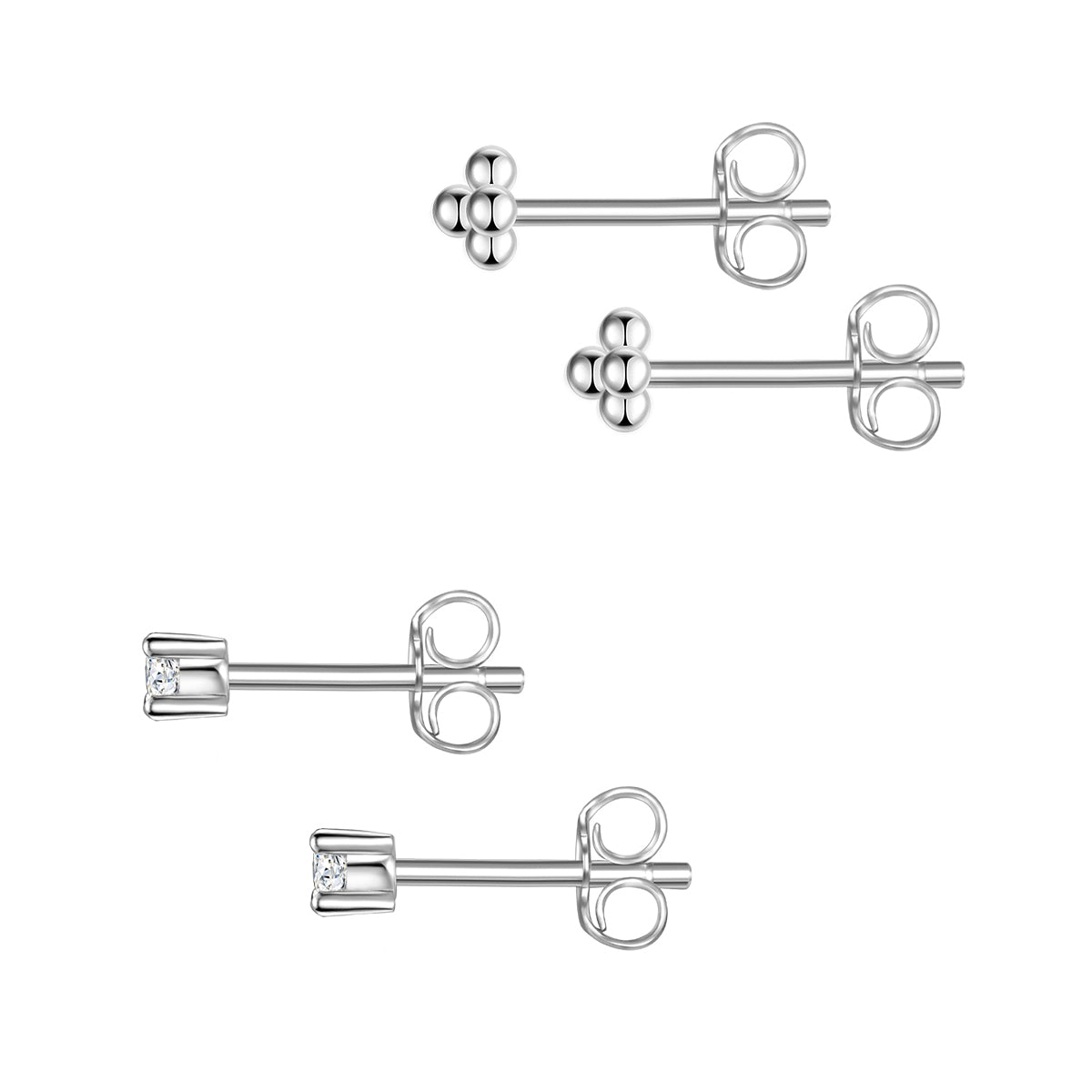 2er Set Ohrstecker Sterling Silber Zirkonia weiß