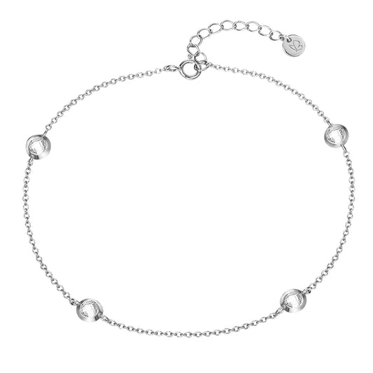 Fusskette Sterling Silber Zirkonia weiß