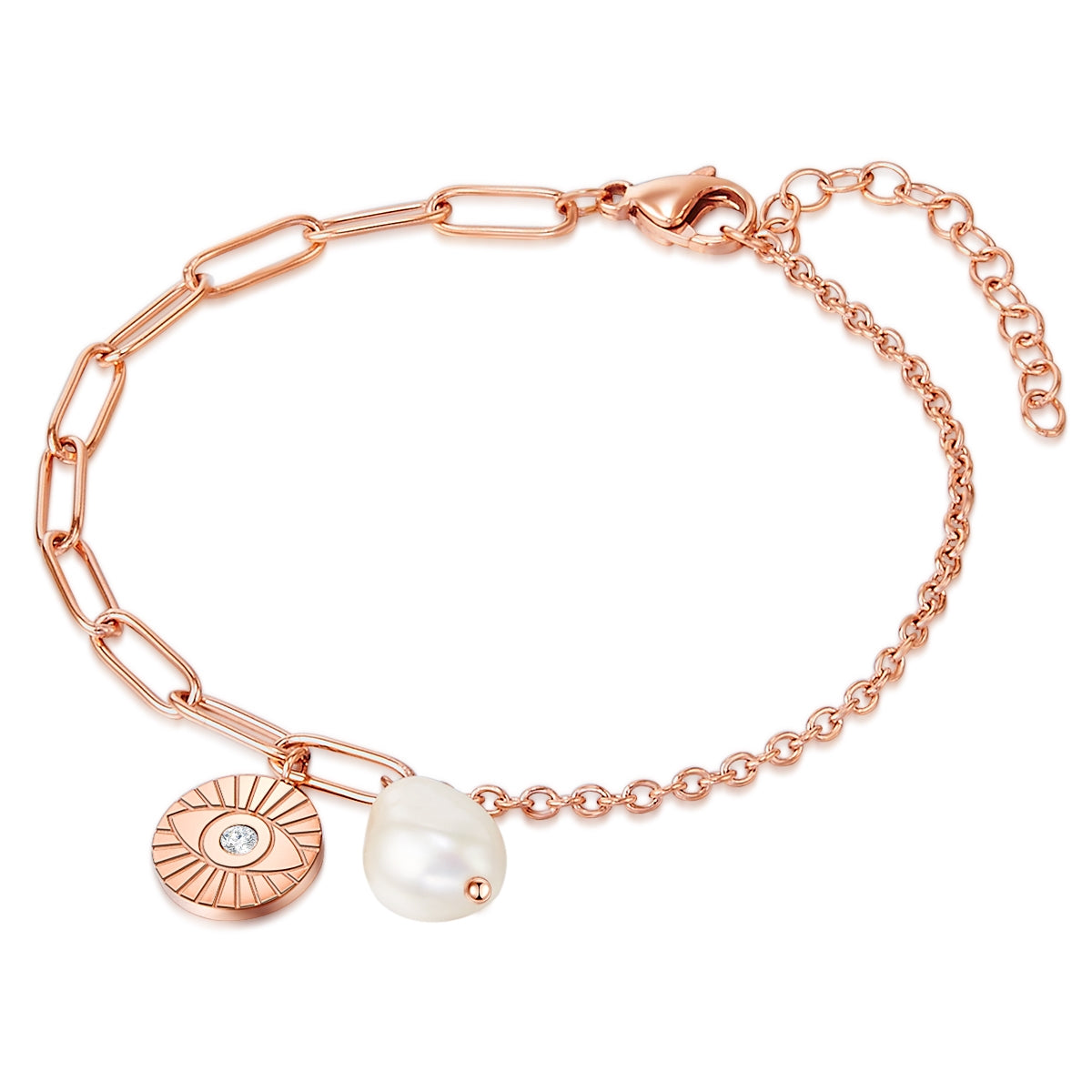 Armband Edelstahl roségold Süßwasser-Zuchtperle weiß Preciosa weiß