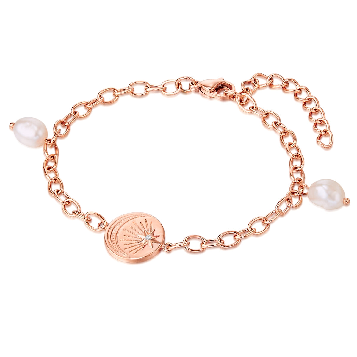 Armband Edelstahl roségold Süßwasser-Zuchtperle weiß Preciosa weiß