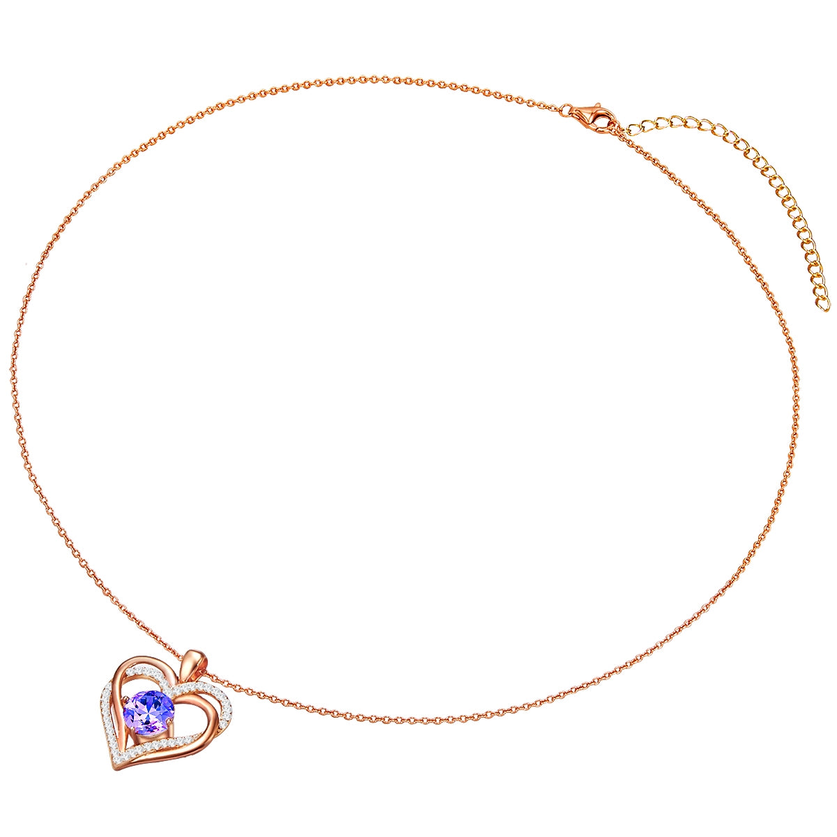 Kette mit Anhänger Sterling Silber roségold verziert mit Kristallen von Swarovski® violet Zirkonia w