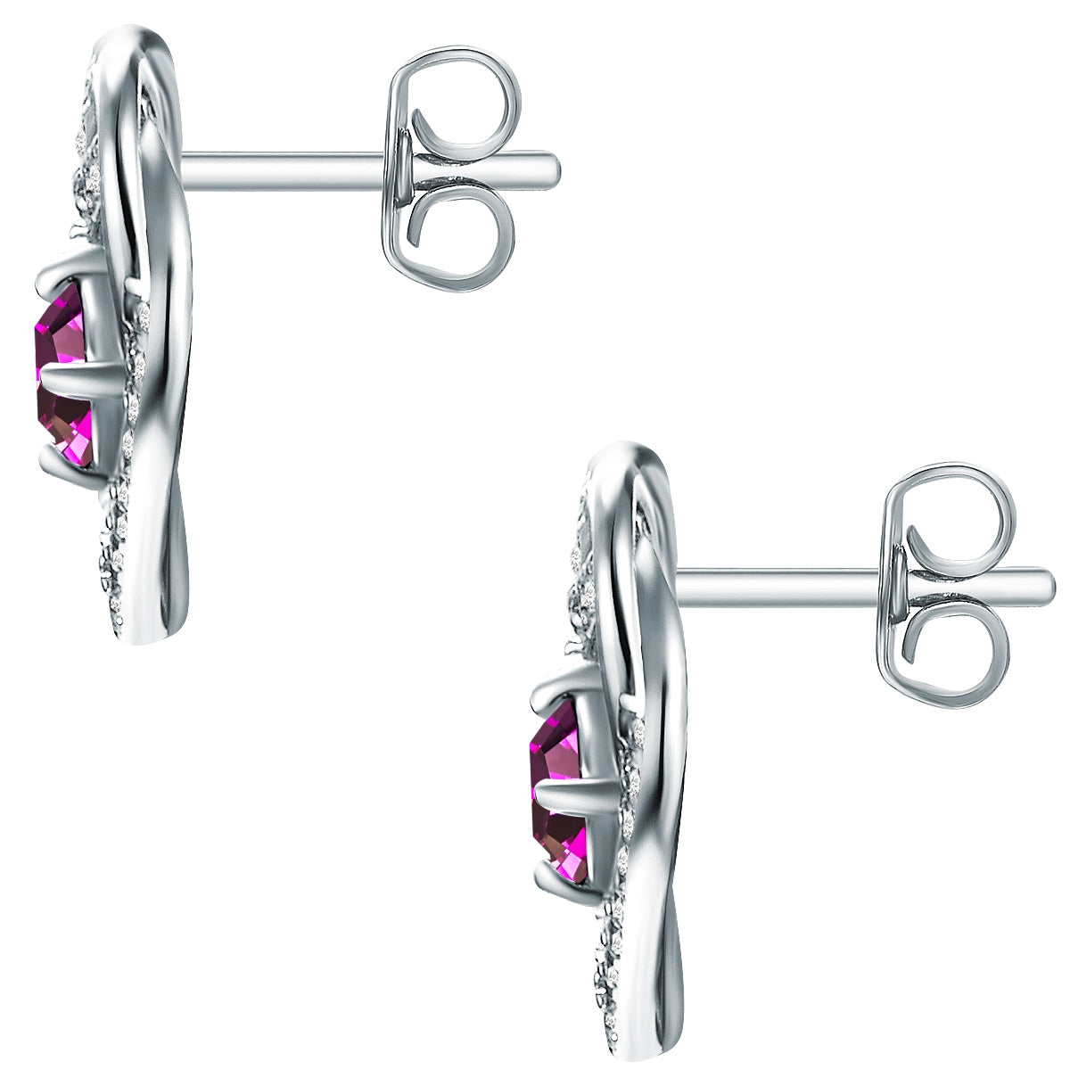 Ohrstecker Sterling Silber verziert mit Kristallen von Swarovski® amethyst Zirkonia weiß