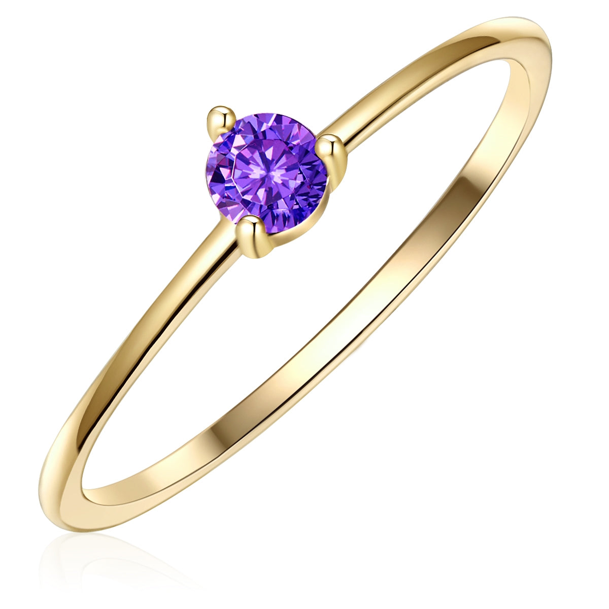 Ring Sterling Silber gelbgold Zirkonia lila