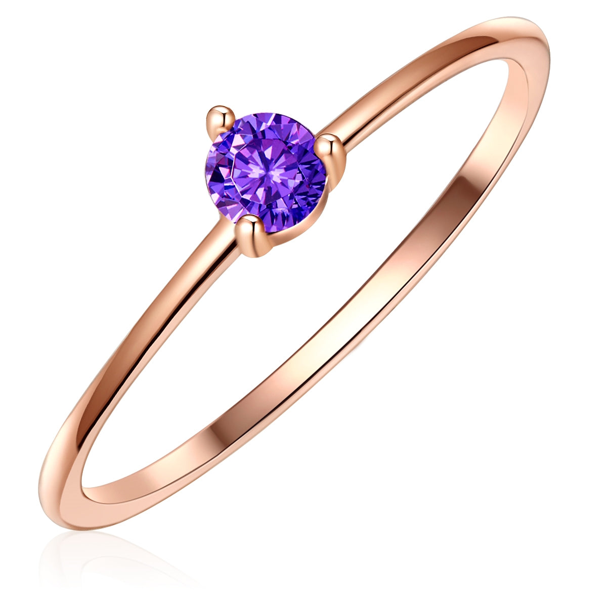 Ring Sterling Silber roségold Zirkonia lila