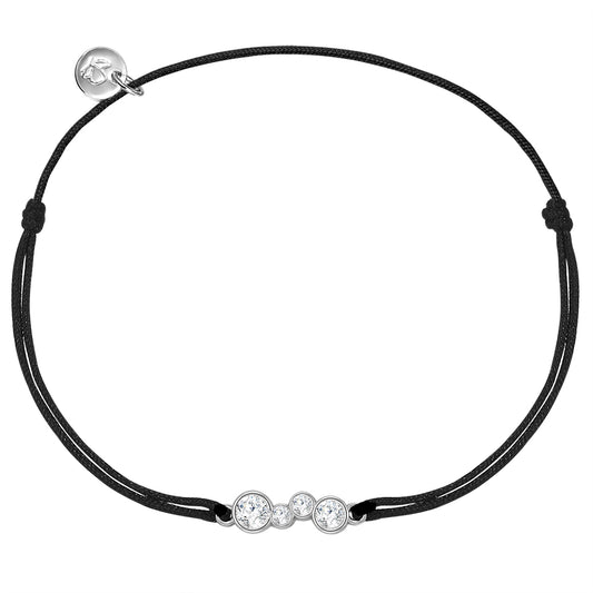 Armband Sterling Silber Textil (schwarz) Zirkonia weiß