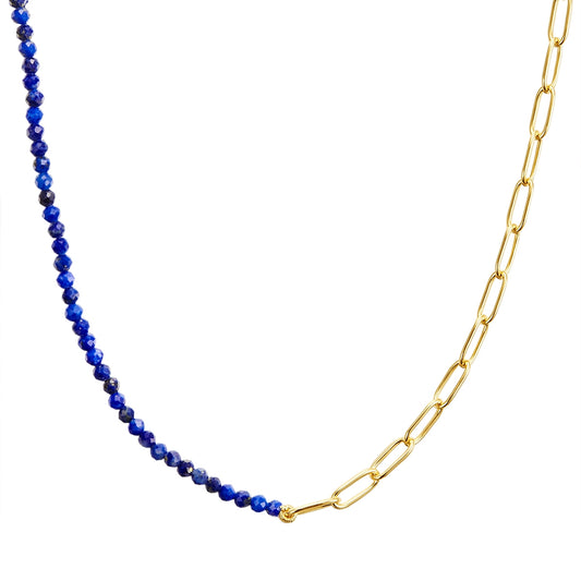 Kette Sterling Silber gelbgold Lapis Lazuli