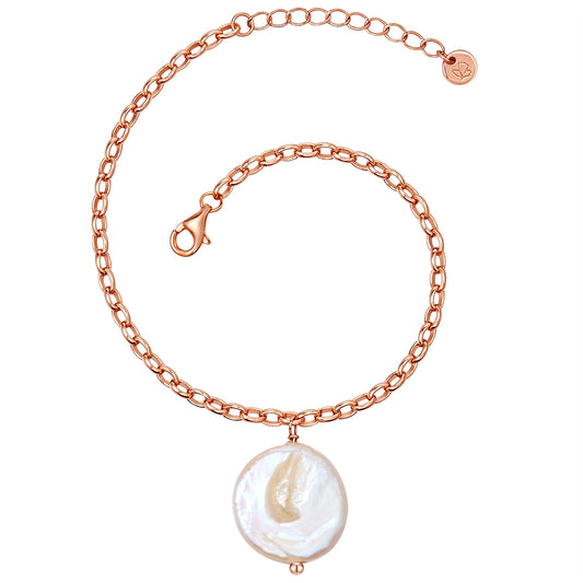 Armband Sterling Silber roségold Süßwasser-Zuchtperle weiß