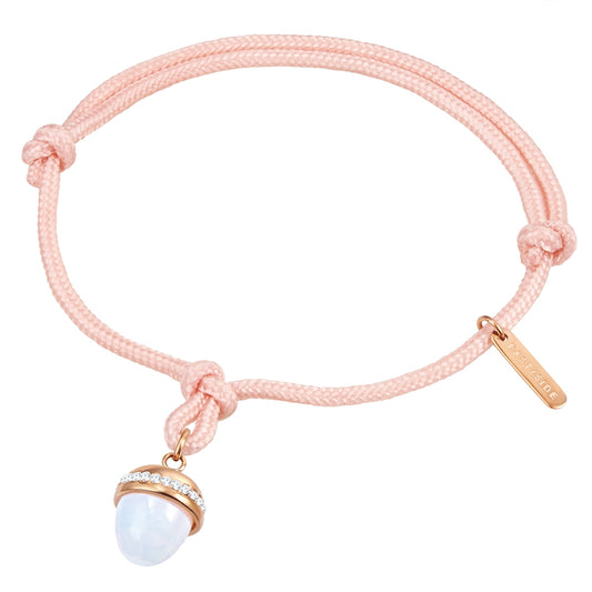 Armband Edelstahl gelbgold Textil (rosa) Preciosa weiß Glas weiß